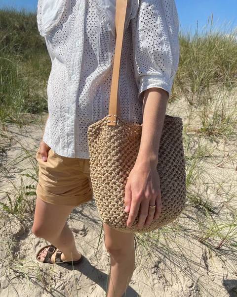 Lærreim til French Market Bag, natur